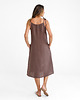 sukienki midi damskie Lniana Sukienka FLORA MIDI dark chocolate 6