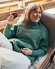 swetry damskie  IRBIS Szałwiowy Wełniany Sweter Oversize z Golfem 100% Wełny Merino RWS 1