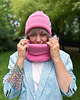 czapki damskie Czapka beanie z bawełny logo kolorowe Różowy 2