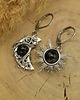 kolczyki wire wrapping Asymetryczne kolczyki księżyc i słońce obsydian złocisty wire wrapping 1