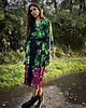 szlafroki damskie Aksamitne KIMONO/ narzutka/ wiązana bluza, autorski print ZIELONE JEZIORA 1