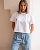t-shirt damskie T-shirt Crop-Voila Biały Bratki 2