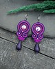 kolczyki soutache Kolczyki sutasz fioletowo różowe kolorowe z dużą łezką Cleo 2