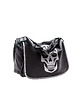 torby na ramię Duża torba skórzana z motywem czaszki na klapie i z paskiem z łańcuszkiem 4