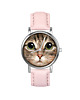 zegarki damskie Zegarek  mały - Kot tygrysek - skórzany, pudrowy róż 1