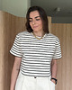 t-shirt damskie T-Shirt Move crop paski poduchy cream & black 6