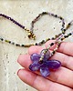 naszyjniki - inne Naszyjnik z kwiatem z kamienia  ametyst i turmalin 2