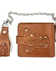 portfele damskie Brązowy portfel skórzany na bilon ręcznie uszyty z łańcuszkiem. 1