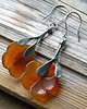 kolczyki wire wrapping pomarańczowe kwiaty   - kolczyki - gałązki 1