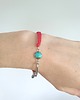 bransoletki z kamieni naturalnych Bransoletka BOHO ręcznie tkana, czerwona z turkusem, wodoodporna 4