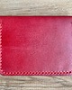 portfele damskie Czerwony portfel ze skóry na karty ręcznie uszyty. 2
