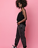 topy damskie Lniany czarny top damski NYMFA 1