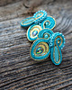 kolczyki soutache Turkusowo złote kolczyki sutasz 4