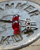 kolczyki wire wrapping Lśniąca czerwień   kropki - sztyfty 4