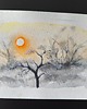 obrazy Akwarele ZIMA Miesiące Krajobraz Rośliny obraz słońce wschód śnieg 3