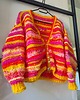 swetry damskie  Kolorowy sweter alpaka merino Pink Explosion z guziczkami 5