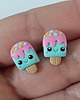 kolczyki z masy plastycznej Śmieszne Małe Kolczyki Lody na patyku kawaii 2