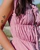 sukienki maxi damskie Jedwabna długa różowa sukienka z marszczeniem, PINK LIDIA 6