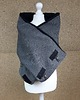 szale damskie Szal wełniany ze skórą, Unisex - Szary prążek 6