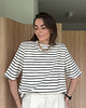 t-shirt damskie Tshirt Art paski poduchy cream & black stripes 2