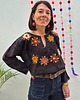 t-shirt damskie Bluzka ręcznie haftowana CAMA Czarna kwiaty ONE SIZE 2