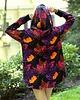bluza z kapturem damska Bluza Long Back fioletowy liść 4