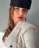 czapki damskie Toczek beret wełniany / fascynator czarny 6