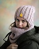 czapki damskie WOOLY Komplet zimowy gruba czapka i komin 100% wełna pudrowy róż 2