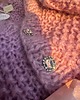 kardigany damskie Moherowy kardigan mgiełka liliowy  z ozdobnymi biżuteryjnymi guzikami handmade 7
