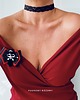 broszki Czarna Brosza w stylu Glamour z tęczowym kryształkiem 9