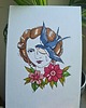 grafiki i ilustracje Obrazek Dama z Jaskółką (ręcznie malowany) 1