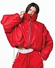 kurtki damskie Krótka kurtka bomber cherry red z kołnierzem 1