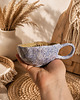filiżanki Ceramiczna filiżanka handmade z napisem i kwiatem 2