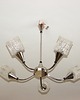 lampy wiszące Mosiężny żyrandol , lata 70 3
