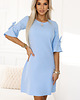 sukienki mini damskie 217-11 NEVA Trapezowa sukienka z rozkloszowanymi rękawkami - błękitna 3