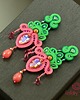 kolczyki soutache Różowo pistacjowe kandelabrowe kolczyki sutasz 1