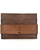 portfele damskie Brązowy portfel skórzany z klapką ręcznie uszyty na karty. 1