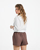 szorty damskie Lniane spodenki BLOOM dark chocolate 4