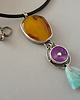 srebrne naszyjniki - bursztyn, larimar, sugilit-wisior- 2