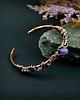 bransoletki wire wrapping Miedziana bransoleta mankietowa z ametystem 8