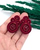 kolczyki soutache Kolczyki sutasz bordowe sztyfty małe Gracia z kryształkami 1