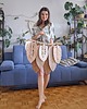 makramy Beżowa dekoracja na ścianę w stylu boho / skandynawskim, plecione liście 3