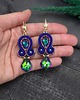 kolczyki soutache Kolczyki sutasz fioletowo niebieskie z kryształami Felicja 1
