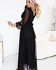 sukienki maxi damskie 684-4 NERISSA elegancka tiulowa sukienka maxi z kopertowym dekoltem - czarna 3