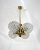 lampy wiszące Mosiężny żyrandol , lata 70 1