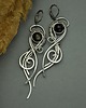 kolczyki wire wrapping Długie kolczyki obsydian złocisty wire wrapping 6