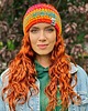 czapki damskie Opaska handmade Tęcza Pomarańcz 1
