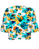 t-shirt damskie DR.CROW T-shirt Krótki CROP Cyan Leaves 1