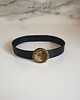 chokery CHOKER skóra naturalna czarny złota broszka Glamrock 5