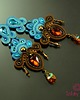 kolczyki soutache Klipsy - Turkusowo brązowe kandelabrowe kolczyki sutasz 5